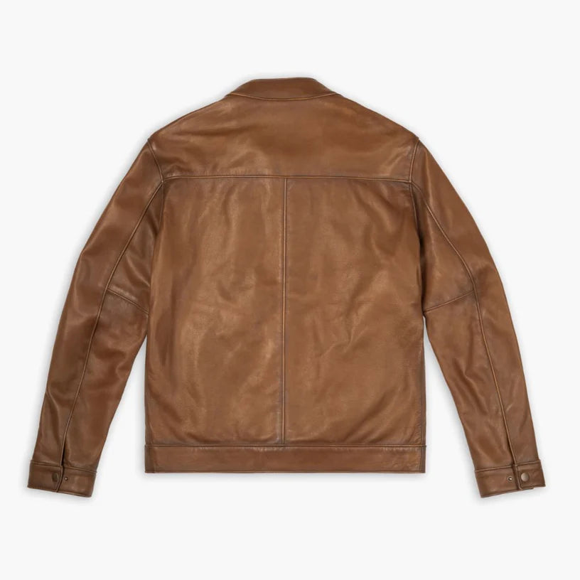 The Nomad Walnut Hand-Finished Full-Grain Leather Jacket