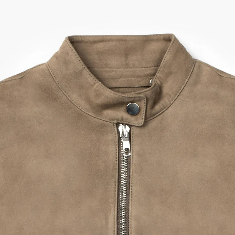 The Dune Premium Taupe Lambskin Suede Jacket