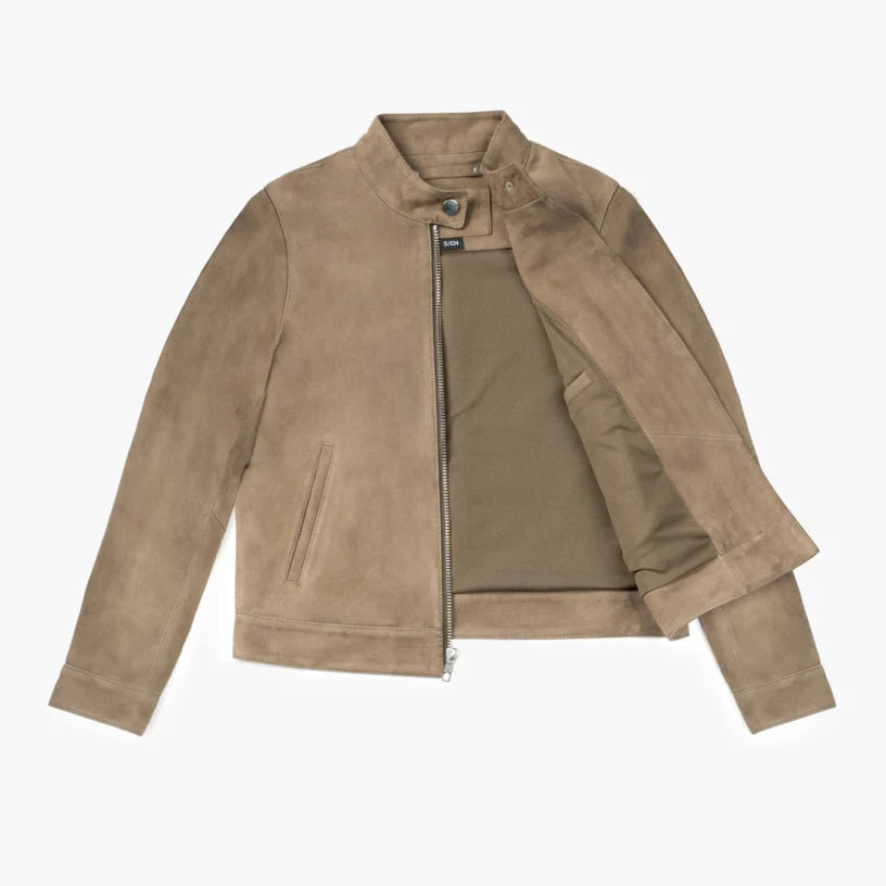 The Dune Premium Taupe Lambskin Suede Jacket