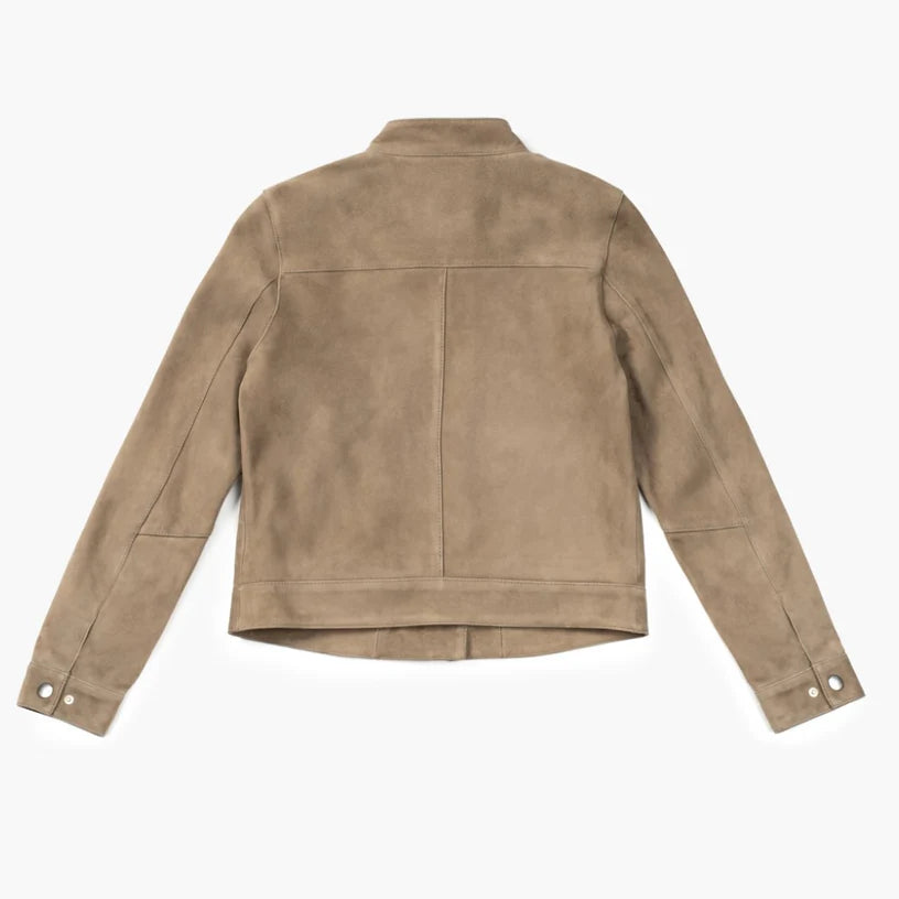 The Dune Premium Taupe Lambskin Suede Jacket