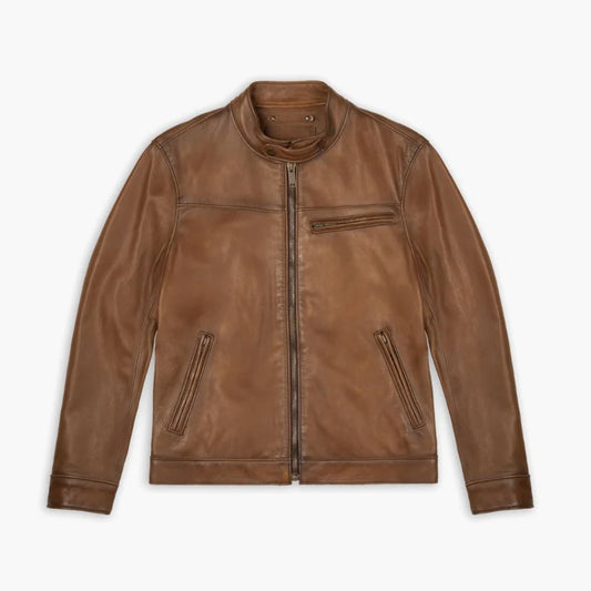 The Nomad Walnut Hand-Finished Full-Grain Leather Jacket