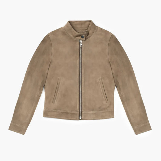 The Dune Premium Taupe Lambskin Suede Jacket